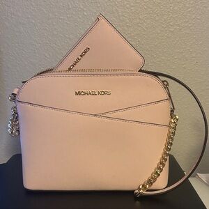 Michael Kors Blush Crossbody Bag with Gold Chain